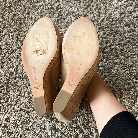 Veronica Beard Dali Suede Peep Toe Platform Wedge Sandals in Sand Size 10M - Picture 9 of 12